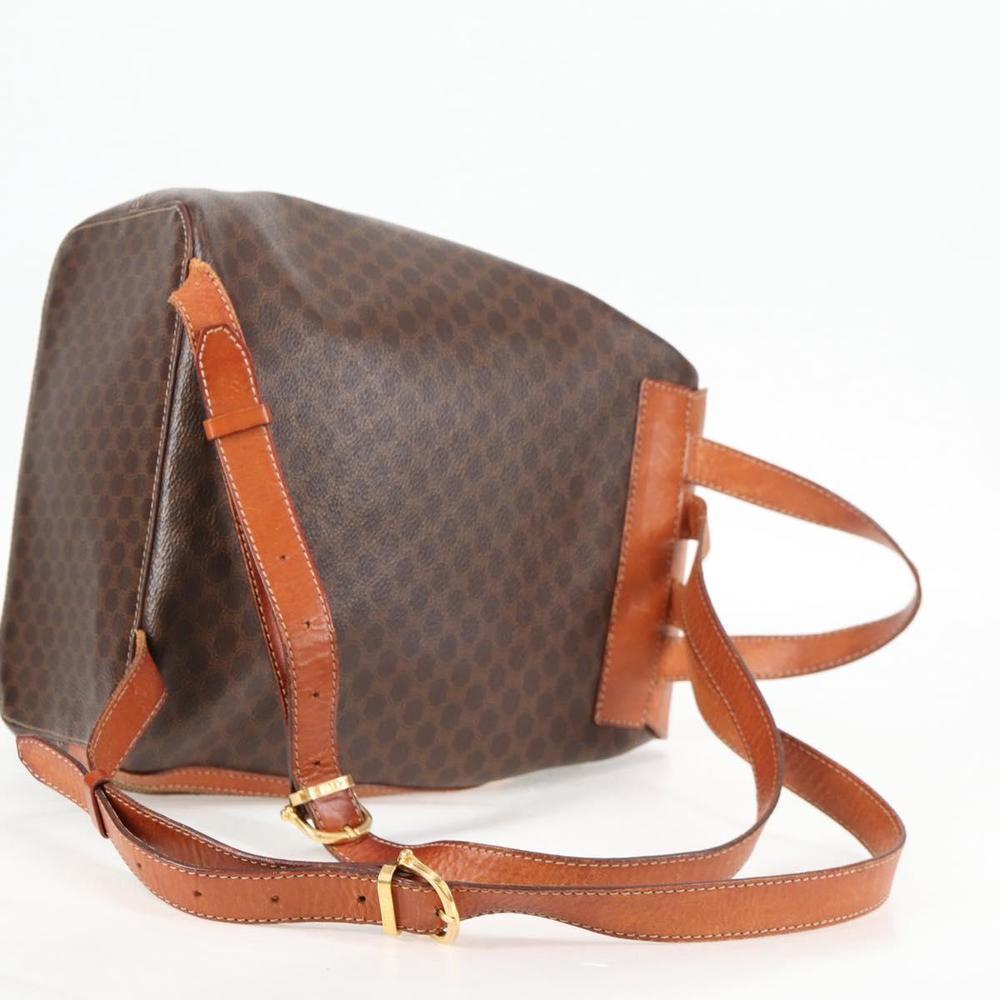 CELINE Macadam Canvas Backpack PVC Leather Brown Gold Auth 133049 - Picture 9 of 16
